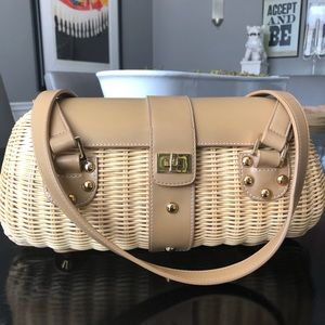 Etienne Aigner wicker + leather purse
